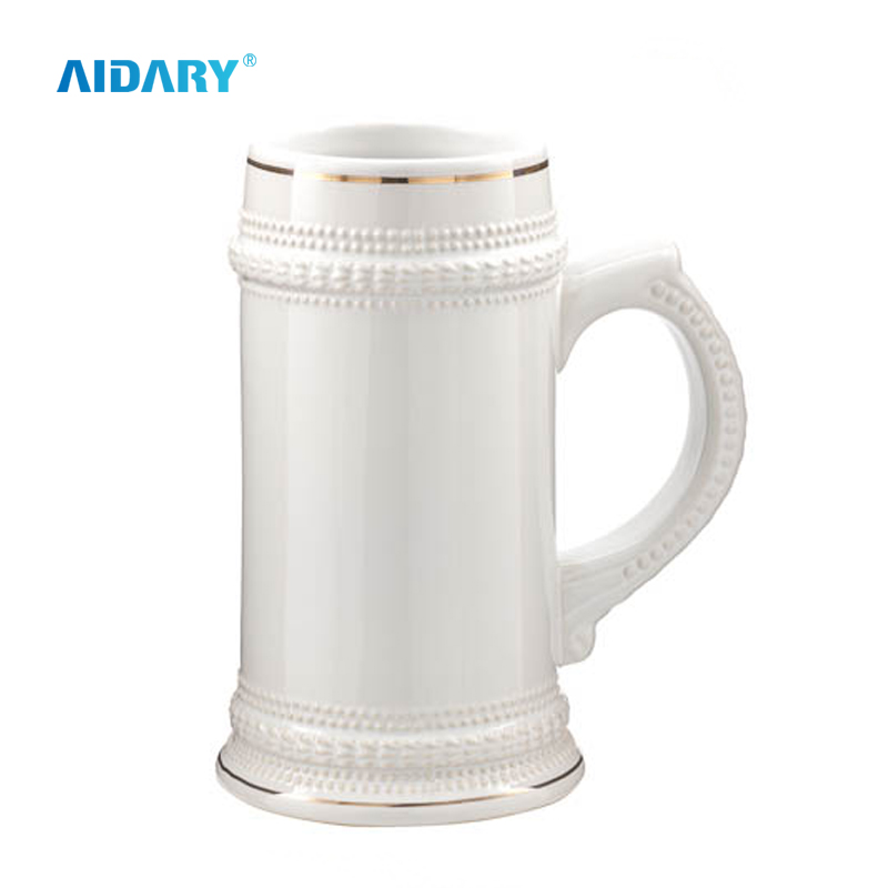 AIDARY 22oz 升华陶瓷金色边啤酒杯