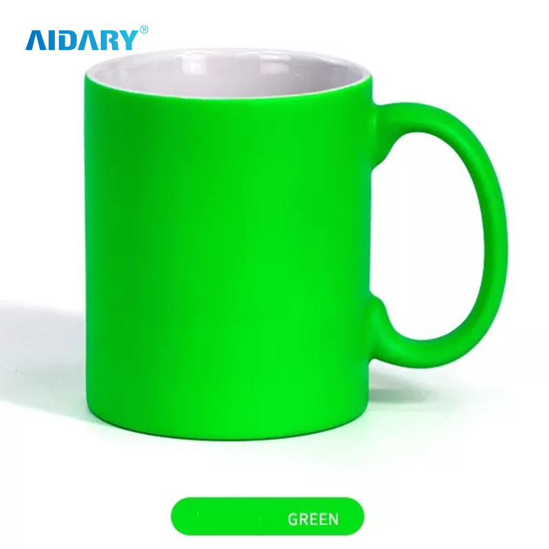 AIDARY 批发空白热升华 11oz 定制荧光杯旅行咖啡定制