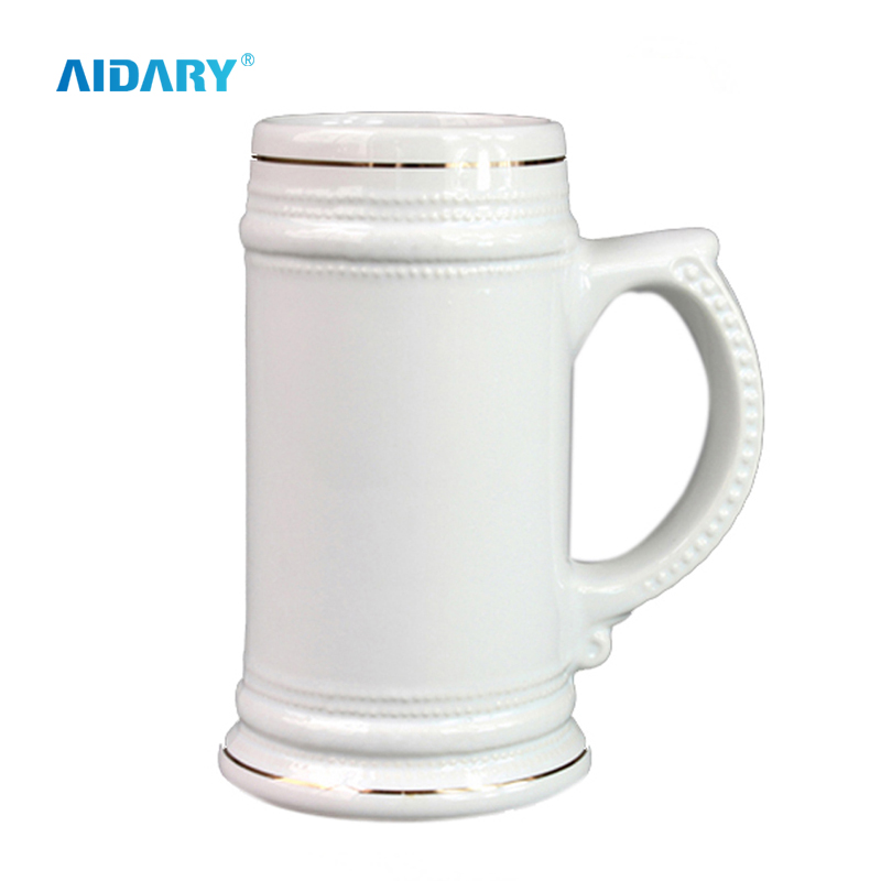 AIDARY 22oz 升华陶瓷金色边啤酒杯