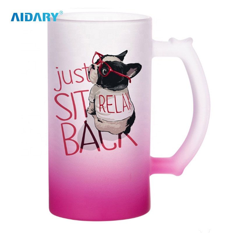 AIDARY 升华 16 盎司渐变彩色沙色玻璃啤酒杯