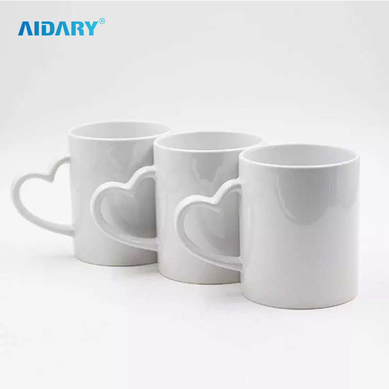 AIDARY 升华空白 11 盎司心形手柄陶瓷杯